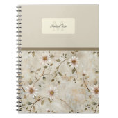 Elegant Floral Daisy Pattern Monogram Notitieboek (Voorkant)
