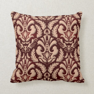 Elegant floral  damask burgundy crème kussen