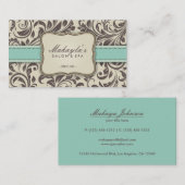 Elegant Floral Damask Modern Brown, Green & Beige Visitekaartje (Voorkant / Achterkant)