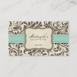 Elegant Floral Damask Modern Brown, Green & Beige Visitekaartje