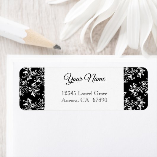 Elegant  Floral Damask Return Address Label (Insitu)