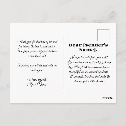 Elegant Floral Dank u Briefkaart (Achterkant)