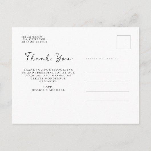 Elegant Floral Dark Paars Weduwfoto Hartelijk dank Briefkaart (Achterkant)