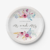Elegant Floral de heer & Mrs Wedding | Bord papier (Voorkant)