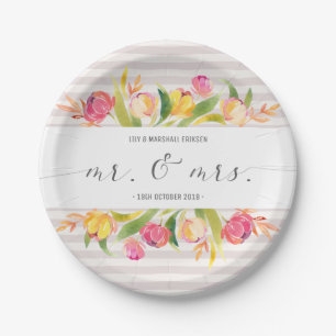 Elegant Floral de heer & Mrs Wedding   Bord papier