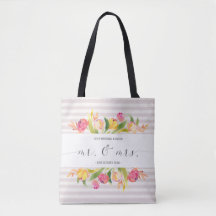 Elegant Floral de heer & Mrs Wedding | Canvas tas