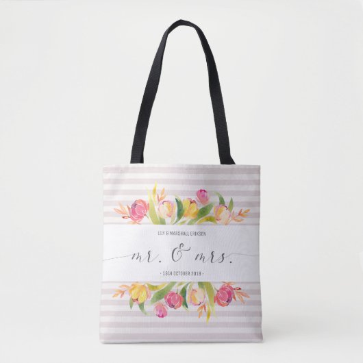 Elegant Floral de heer & Mrs Wedding | Canvas tas (Voorkant)