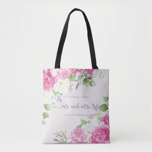Elegant Floral de heer & Mrs Wedding | Canvas tas (Voorkant)
