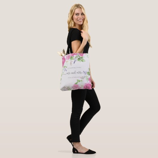 Elegant Floral de heer & Mrs Wedding | Canvas tas (Op model)