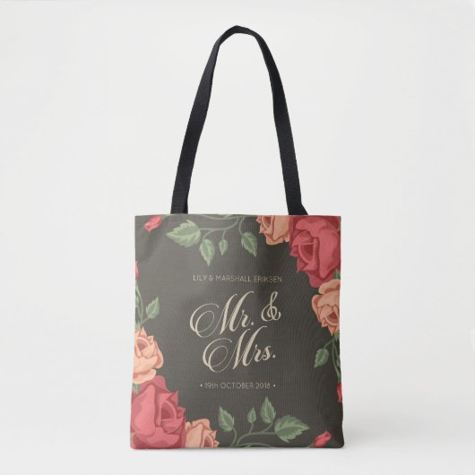 Elegant Floral de heer & Mrs Wedding | CANVAS TAS (Voorkant)