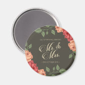 Elegant Floral de heer & Mrs Wedding | Fridge Magn Magneet (Voorkant / Achterkant)
