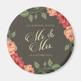 Elegant Floral de heer & Mrs Wedding | Fridge Magn Magneet
