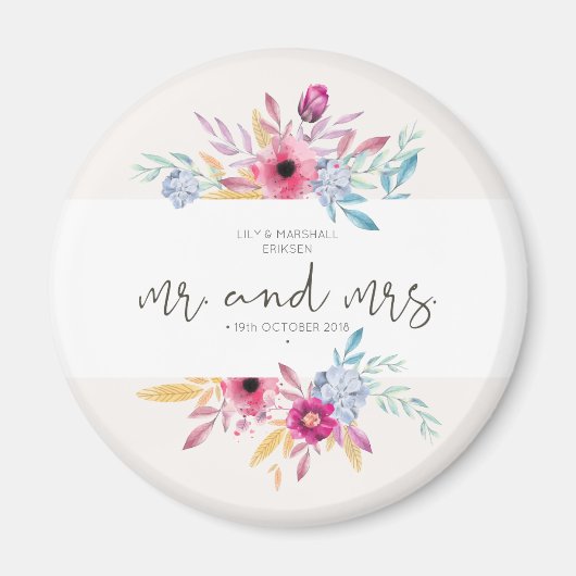 Elegant Floral de heer & Mrs Wedding | Fridge Magn Magneet (Voorkant)