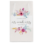 Elegant Floral de heer & Mrs Wedding | Gift Bag Klein Cadeauzakje (Achterkant)