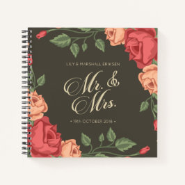 Elegant Floral de heer & Mrs Wedding Guestbook-lap Notitieboek