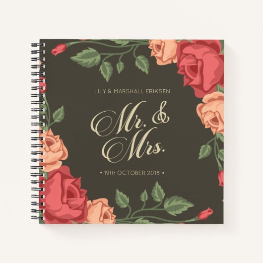 Elegant Floral de heer & Mrs Wedding Guestbook-lap Notitieboek (Voorkant)