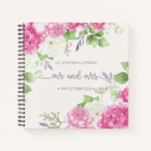 Elegant Floral de heer & Mrs Wedding Guestbook-lap Notitieboek