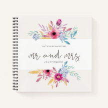 Elegant Floral de heer & Mrs Wedding Guestbook-lap