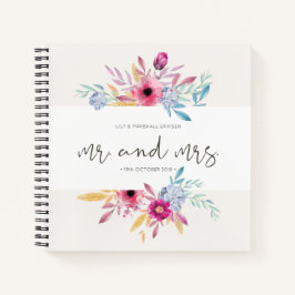 Elegant Floral de heer & Mrs Wedding Guestbook-lap Notitieboek