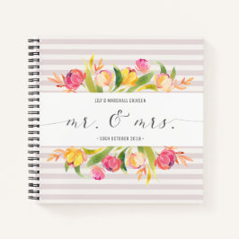 Elegant Floral de heer & Mrs Wedding Guestbook-lap Notitieboek