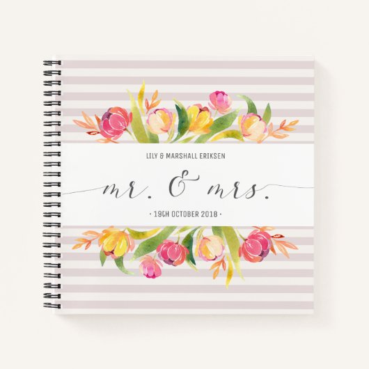 Elegant Floral de heer & Mrs Wedding Guestbook-lap Notitieboek (Voorkant)