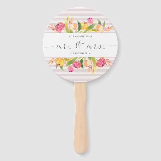 Elegant Floral de heer & Mrs Wedding | Handventila Handwaaier (Voorkant)