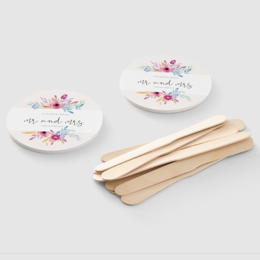 Elegant Floral de heer & Mrs Wedding | Handventila Handwaaier (Niet-gemonteerd)