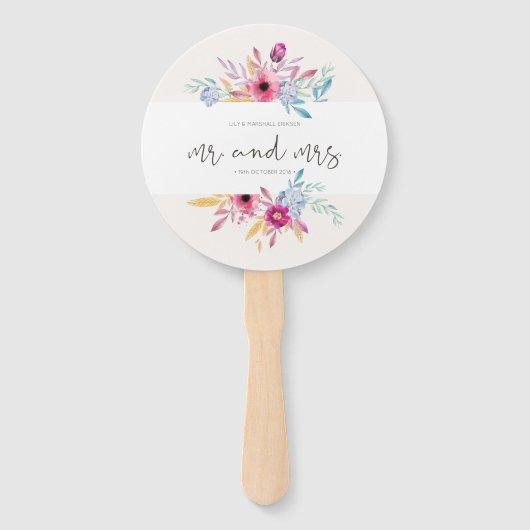 Elegant Floral de heer & Mrs Wedding | Handventila Handwaaier (Voorkant)