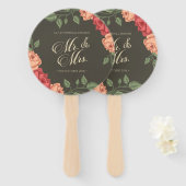 Elegant Floral de heer & Mrs Wedding | Handventila Handwaaier (Voorkant en achterkant)