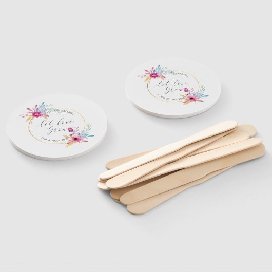 Elegant Floral de heer & Mrs Wedding | Handventila Handwaaier (Niet-gemonteerd)