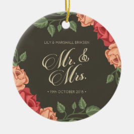 Elegant Floral de heer & Mrs Wedding | Keramische  Keramisch Ornament