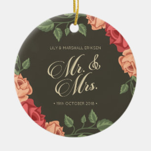 Elegant Floral de heer & Mrs Wedding   Keramische  Keramisch Ornament