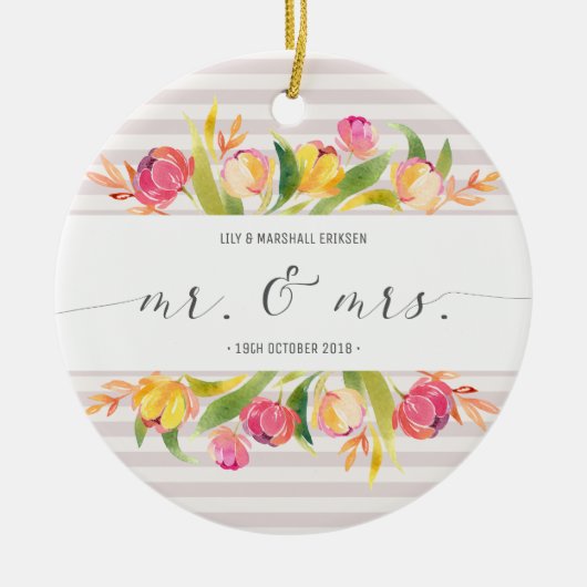 Elegant Floral de heer & Mrs Wedding | Keramische  Keramisch Ornament (Voorkant)
