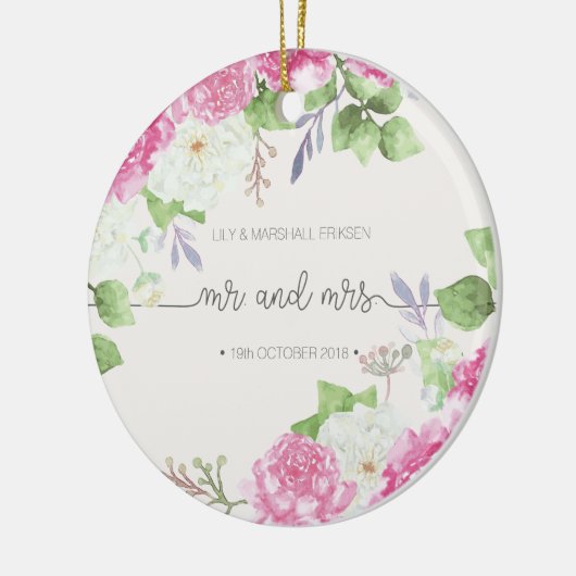 Elegant Floral de heer & Mrs Wedding | Keramische  Keramisch Ornament (Links)