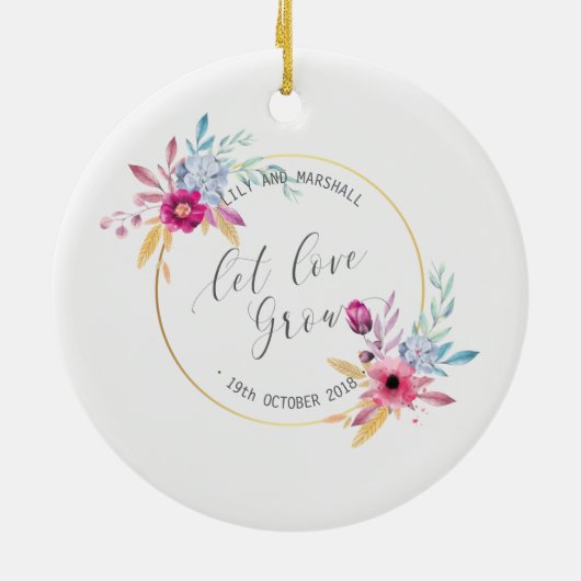 Elegant Floral de heer & Mrs Wedding | Keramische  Keramisch Ornament (Achterkant)