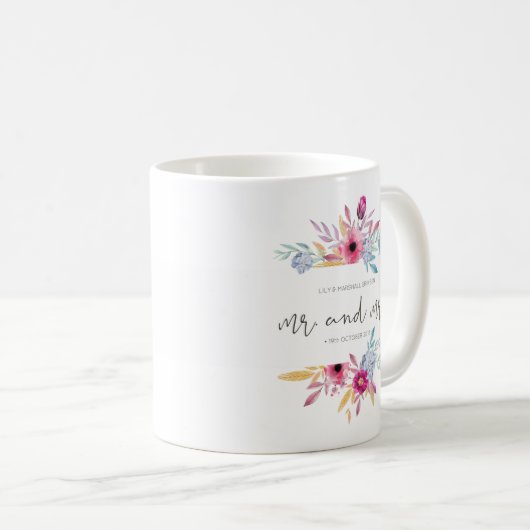 Elegant Floral de heer & Mrs Wedding | Mok (Voorkant rechts)