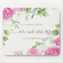Elegant Floral de heer & Mrs Wedding | Mousepad
