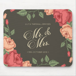 Elegant Floral de heer & Mrs Wedding | Mousepad Muismat