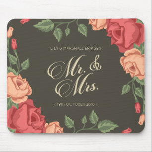 Elegant Floral de heer & Mrs Wedding   Mousepad Muismat