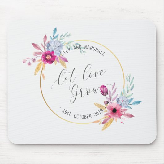 Elegant Floral de heer & Mrs Wedding | Mousepad Muismat (Voorkant)