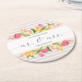 Elegant Floral de heer & Mrs Wedding | Onderzetter (Gebogen)