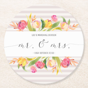 Elegant Floral de heer & Mrs Wedding   Onderzetter