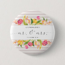Elegant Floral de heer & Mrs Wedding | Pin-Button