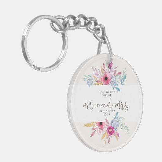 Elegant Floral de heer & Mrs Wedding | Sleutelhang Sleutelhanger (Voorkant Links)