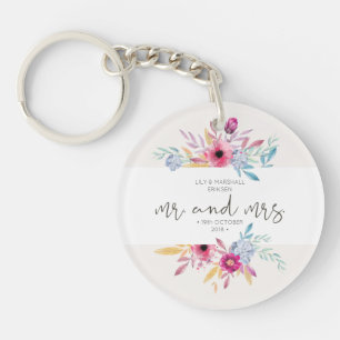 Elegant Floral de heer & Mrs Wedding Sleutelhang Sleutelhanger