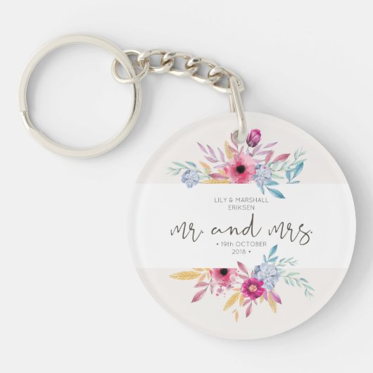 Elegant Floral de heer & Mrs Wedding | Sleutelhang Sleutelhanger (Voorkant)