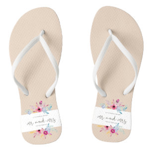 Elegant Floral de heer & Mrs Wedding   Teenslipper Teenslippers