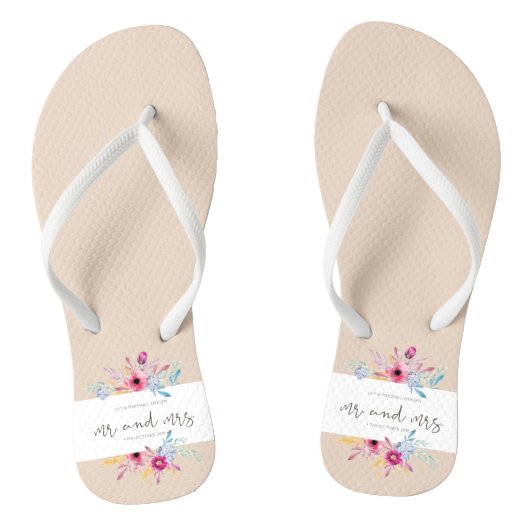 Elegant Floral de heer & Mrs Wedding | Teenslipper Teenslippers (Voetbed)