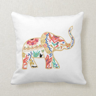 Elegant Floral Decorative  Elephant Design Kussen