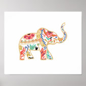 Elegant Floral Decorative  Elephant Design Poster (Voorkant)
